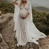 Dresses Boho New Maternity Dress for Photography Bohemian Maternity Photography Long Dress Fluffy Lace Dress Pregnancy Photo Shoot Dress