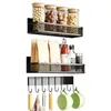 Kitchen Storage Magnetic Spice Rack Refrigerator Side Shelf Strong With 8 Hangers Home Fridge Seasoning Jar Supply