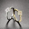 Klastrowe pierścionki delikatne dla kobiet Koreańskie kryształowy cyrkon słodki obietnica Pierścień Pierścień Złoty kolor palec