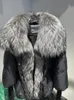 Women s Vests Fashion Large Real Silver Fur Collar Outerwear Luxury Warm White Duck Down Jacket Winter Women Coat with Knit Sleeve 231218