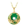 14K Gold Necklace Emerald Pendants for Female Luxury Colgante De 925 Mujer Green Jade Emerald Pendant Topaz Gemstone Necklaces CX2266z