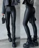 Pantalon taille haute en cuir PU pour femme, slim, Long, mode décontractée, polyvalent, Streetwear, 2023