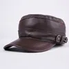 Ball Caps Genuine Leather Baseball Cap Men's Real Male Adult Solid Adjustable Army Hat Winter Warm Peaked B-7204