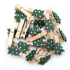 Frames 25pcs 35cm Wooden Po Clips Christmas Shape Mini Eco-friendly Clamp For Home (Army Green)