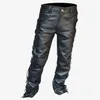 Pantaloni da uomo in pelle con lacci Moto Punk Nero per uomo Moda Inverno Abbigliamento grande e alto Pantaloni Pantalon Homme 231218