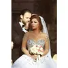 Saidmhamad Прозрачное бальное платье с тяжелыми кристаллами и длинными рукавами, свадебное платье в наличии, свадебное платье, платье de noiva