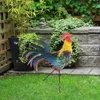 Garden Decorations Outdoor Decor Rooster Stake Chicken Sculpture Figurines Metal Yard Art Statues