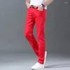 Jeans pour hommes Pantalons Tendance Tempérament Casual Denim Élastique Droit Slim Blanc Rouge Noir Pantalon Cool Pour Homme