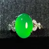 Anelli a fascia Imperatore Anelli di giada verde Donne Guarigione Pietra preziosa Gioielleria raffinata Autentico Myanmar Giadeite Zircone Giada Anello nuziale di lusso Regolabile 231218