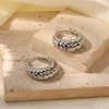 Hoop kolczyki Silver Croissant pokręcony okrągły gruby 925 Sterling Post Huggies dla kobiet