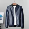 Men s Down Parkas Men Fall Winter Coat Faux Leather Windproof Stand Collar Zipper Closure Mid Length Elastic Cuff Motorcycle Jacket 231218