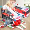 Elektrische RC Auto Vervorming Muziek Simulatie DIY Brandweerwagen Spoor Kinderen Educatief Speelgoed Grote Maat Passenger Kids 231218