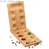 Sorting Nesting Stacking toys Wooden Mancala Board Game Set Toys Wood Folding Mancala Board Game Kids Adult Party Travel Interaction Puzzle Toys Montessori Q231218