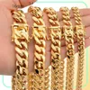 Luxury 18K Gold Plated Necklaces Gold Thick Chains High Polished Miami Cuban Link Necklace Men Punk Curb Chain Fashion Necklaces3976953