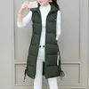 Gilets pour femmes automne long à capuche chaud manteau rembourré femmes hiver fermeture éclair lâche gilet sans manches vestes femme streetwear 231218