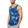 Herren-Tanktops, Palmen-Oberteil, Sonnenuntergangsdruck, Sportbekleidung, Sommer, Workout, Herren-Design, ärmellose Hemden, große Größe 4XL 5XL