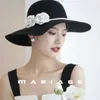 Береты Свадебная шляпа Французский черный ретро жемчужный цветок Po Моделирование свадебного платья