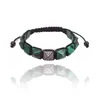 Beaded Strand Trendy Handmade Armband 10mm Malachite Pyramid Clear Zircon Pärlor flätade Rame -armband för män Kvinnor Punk Drop Delive DHKCX