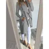 Women's Trench Coats 2023 Fashion Coat For Women Autumn/Winter Solid Polo Slim Fit Pocket Irregular Mid Length Windbreaker Casual Elegant