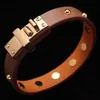 high quality brand jewerlry real leather bracelet for women round rivet stainless steel bracelet