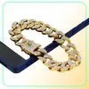 TOPGRILLZ Hip Hop Rock Jewelry Gold Color Plated Cuban Chain Micro Pave CZ Stones Bracelet 8 Inch Length Beacelets For Men CX200728373667