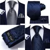 Corbatas para el cuello Corbatas para el cuello Hitie Blue Business Sólido 100% Seda Corbata para hombre Corbata 85 cm para hombres Boda de lujo formal Gravata de alta calidad 23121 Dhgal