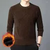 Maglioni da uomo Autunno Inverno Uomo Maglione in peluche monopezzo Sottostrato Solido girocollo Filetto a vite addensato caldo pullover casual Top lavorato a maglia