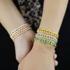 Iced Out Women Hip Hop Cuban Chain Armband Bangle With Yellow Pink Green Blue Emamel Rainbow Wedding Party Armband Jewelry193V