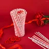 Disposable Cups Straws 200Pcs Valentine Day Paper Mixed 8 Designs Drink Decorated Wedding Birthday Party Supplies