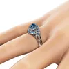 Cluster Rings DIWENFU Real S925 Sterling Silver Sapphire Ring For Women Anillos Wedding Gemstone Jewelry Blue Topaz Anel