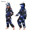 Barboteuses Kigurumi costume pour enfants salopette d'hiver chaud enfant pyjamas pour fille Pjs bébé garçon vêtements de nuit Anime dinosaure Pijama enfant en bas âge maison 231218