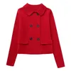Zweiteiliges Kleid Herbst und Winter Damen 2023 Mode einfarbig Wolle gestrickte Jacke Vintage Langarm Mantel hohe Taille Rock Set
