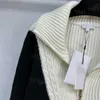 Designer Cardigan Pull Femme Veste Tricot Noir Et Blanc Bloc De Couleur Col Haut Cardigan À Fermeture Éclair Lettre Brodée Casual Polyvalent Top Pulls Pour Femmes