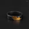 Clusterringen Delicate hoogwaardige zonneschijnlijnen Ring Mannelijke sieraden Verstelbare romantische zwarte goudbotsing Trendy vingeraccessoires