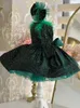 Girl s Dresses Luxury and Elegant Girls Christmas Dress Walk Show Green Sequins Princess Fluffy Flower Wedding 231218