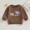 Pullover FocusNorm 0 4y الخريف الرضيع Baby Boys Girls West Western Thirts Cow Cow Cown Print Long Sweeve Sweetshirt Tops 231218