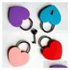 Door Locks Creative Alloy Heart Shape Keys Padlock Mini Archaize Concentric Lock Vintage Old Antique Door Locks With New Pure Colors D Dhmzy