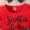 Rompers ma baby 0-18M Christmas Newborn Infant Baby Girls Rompers Long Sleeve Letter Santa Hat Print Jumpsuit Headband Xmas Outfits D05L231114