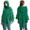 Lenços moda outono inverno capa feminina poncho sólido com capuz camisola de malha pulôver capa engrossar quente manto verde 231216