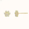 Moda Dainty Cz Diamond Tiny Paw Print Stud Carring Biżuter