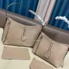 CarryAll PM MM Mummy Bags Ladies Vintage Canvas Präglad läder Trim Purse 2pc Mini Pouch Shopping Handväskor Axelkorsskropp T230H