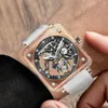 Wristwatches SEAKOSS Square Transparent Tourbillon Watch Men Double Skeleton Hollow Flying Clock Luxury Male Waterproof Mechanical