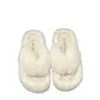 Autumn Winter Rabbit Hair Women's Dikke zool klem teen met warme visgraat slippers purschoenen vrouwen 231219