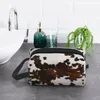 Cosmetic Bags Faux Fur Cowhide Texture Bag Large Capacity Animal Hide Pattern Skin Leather Makeup Case Beauty Storage Toiletry