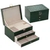 Cajas de joyería de 3 capas para mujer, caja organizadora de PU, collares, pendientes, anillos, soporte de exhibición, regalo de gran capacidad L221021273D