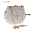 Evening Bags Elegant Pearl Beading White Shell Pochette Women Wedding Purse And Handbag Lady Embroidery Mariage Banquet Clutch Bag 231219