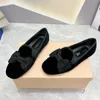 designer lägenheter skor sammet tofflor loafers womens med bowtie ballerina ballet lägenheter pumpar svart rund tå mular glider mockasins tofflor loafers