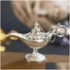 Doftlampor utmärkta sagan Aladdin Magic Lamp rökelse brännare vintage retro te potten genie aroma sten prydnad metall c dhvuo