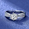 حلقات الكتلة خاتم خطوبة مقطوع روعة 2 CTW VVS1 Moissanite Diamond Wedding in Solid 14K White Gold Women Gift Fine Je285H