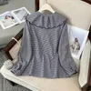 Camicette da donna Camicia a maniche lunghe con collo a quadri scozzese Camicia femminile primaverile e autunnale Versione coreana della camicetta casual con temperamento ampio e ampio